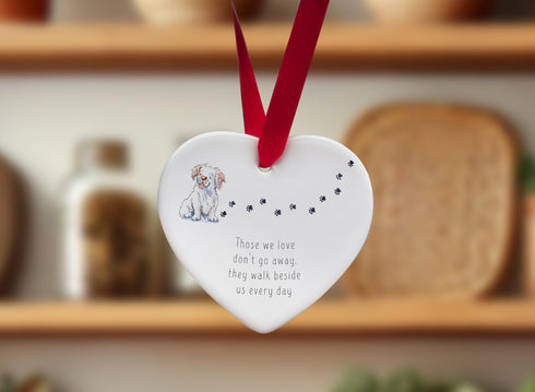 Clumber Spaniel Walk Beside Us Ceramic Heart